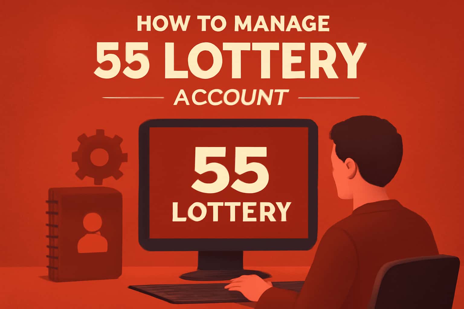 An informative graphic illustrating account management for the 55 Lottery.