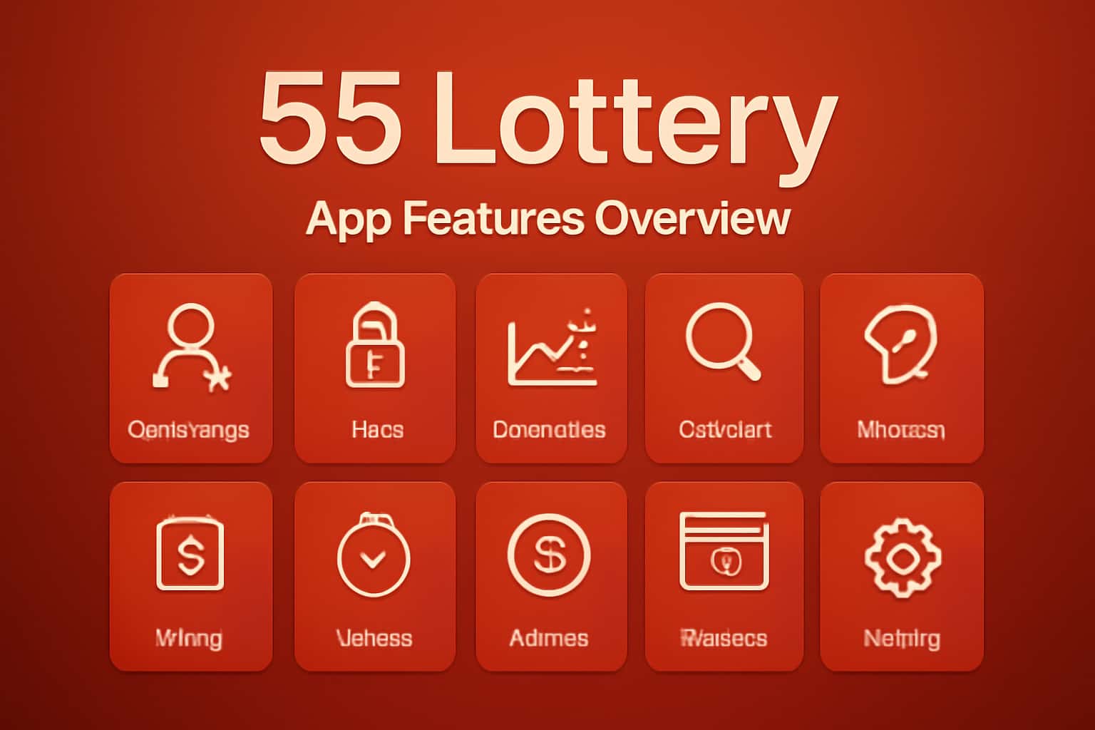A high-tech visualization representing the features of the 55 Lottery app.