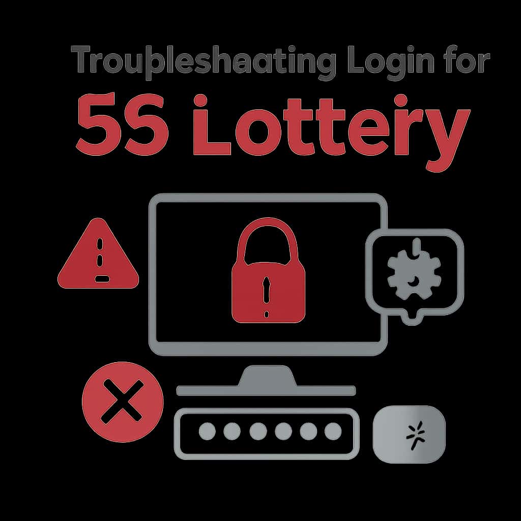 An educational diagram illustrating troubleshooting steps for 55 Lottery login.