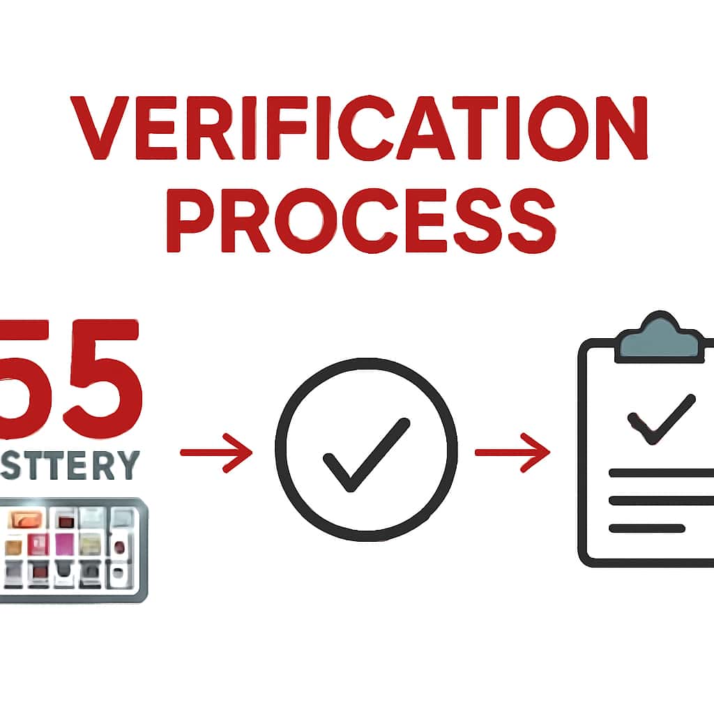An educational diagram about the 55 Lottery Verification Process.