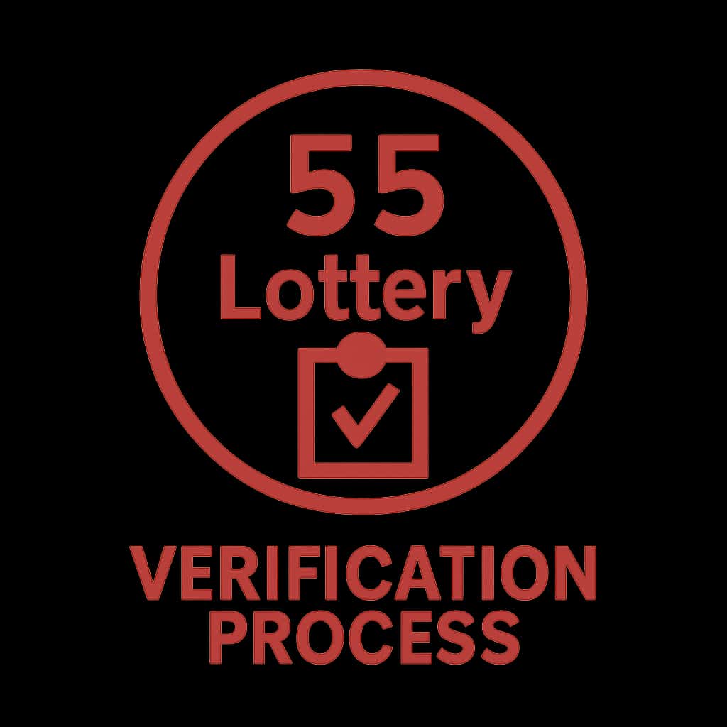 A badge symbolizing the 55 Lottery Verification Process.