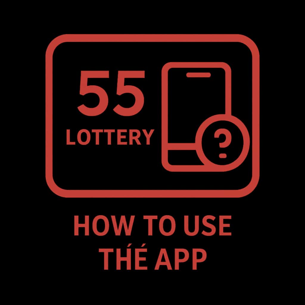 Icon representing the 55 Lottery App with guiding elements.