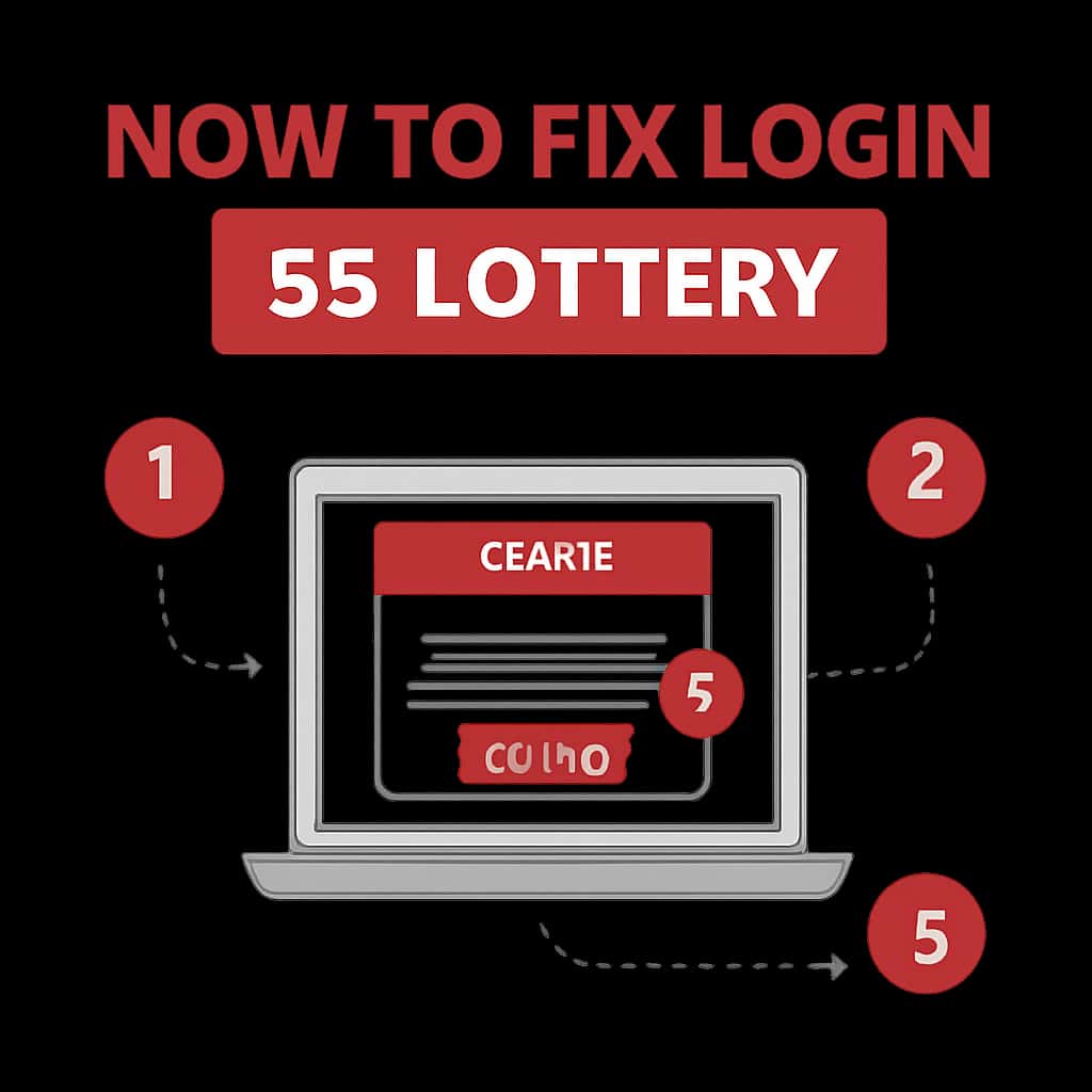 An informative diagram illustrating steps to troubleshoot 55 Lottery login problems.