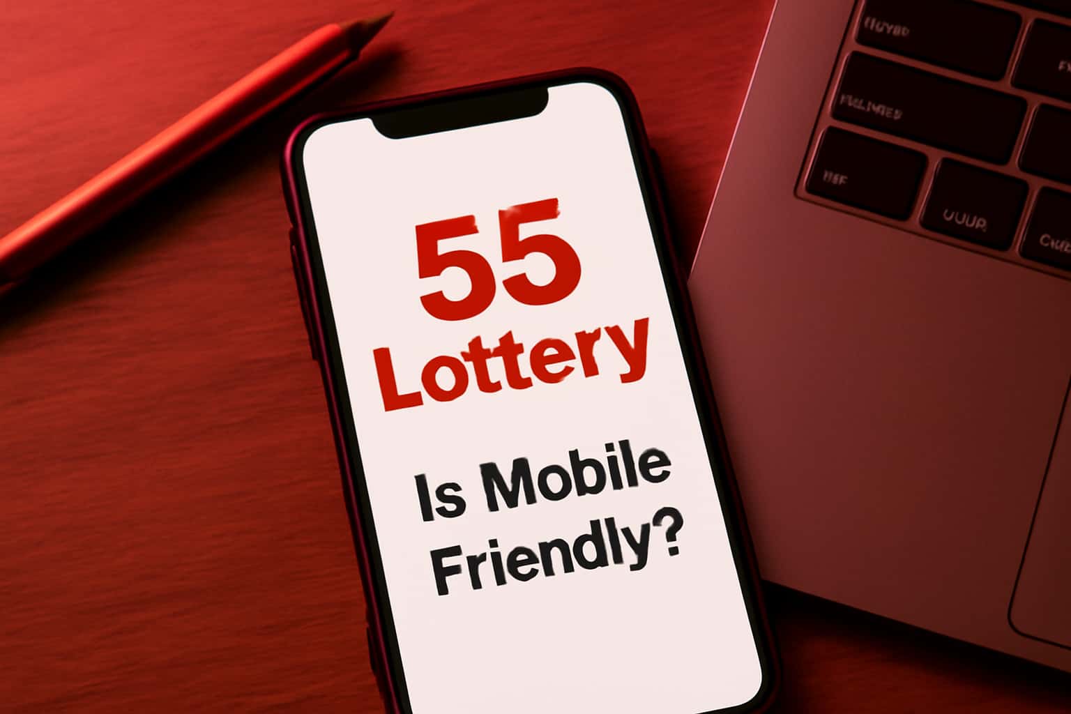 A conceptual image illustrating mobile compatibility features of 55 Lottery.