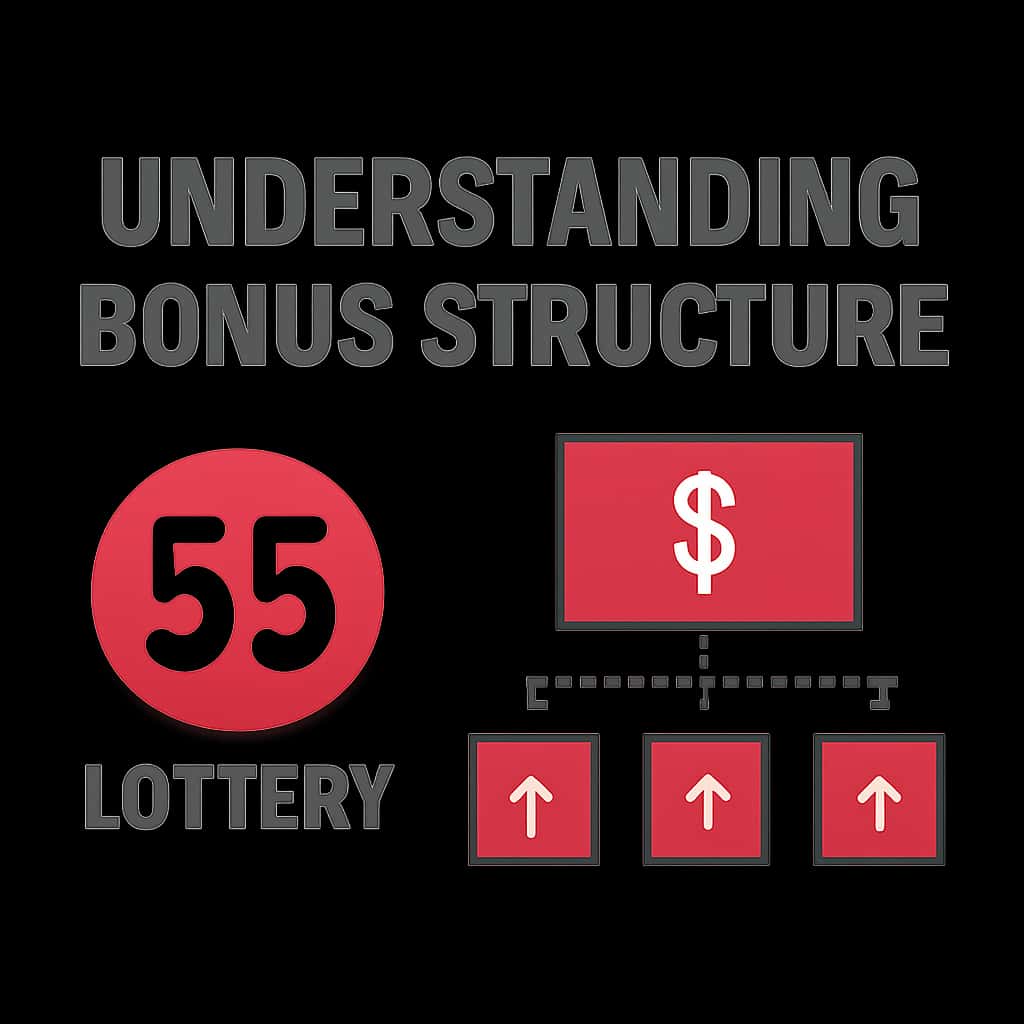 An educational diagram regarding the 55 Lottery bonus structure.